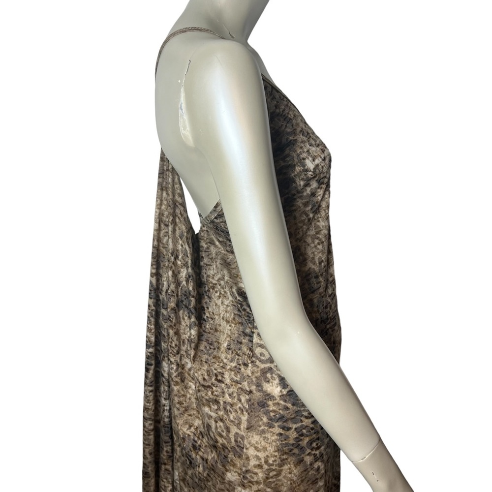 Go Couture Brown Animal Print Spaghetti strap Grecian Style Dress